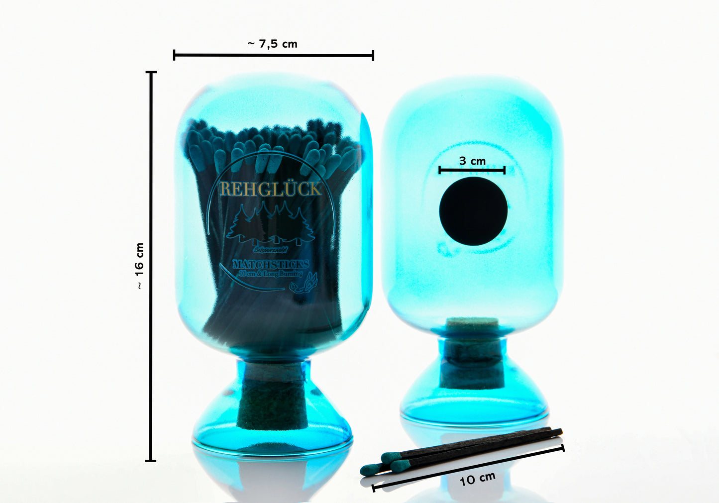 Glasglocke - petrolblau