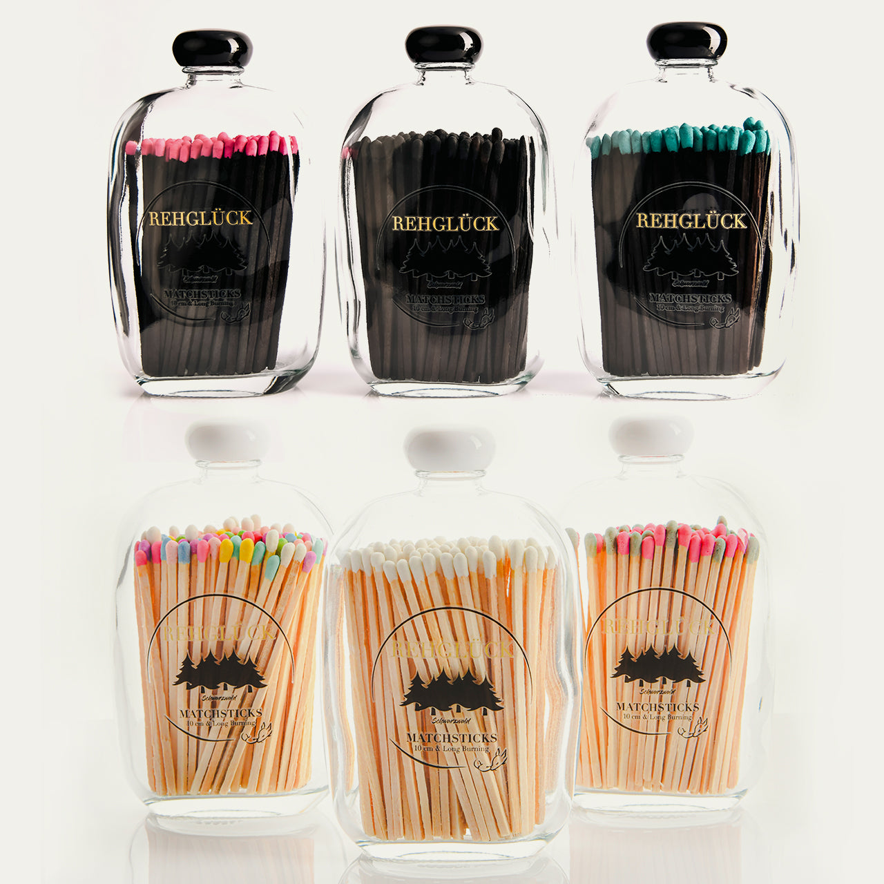 Taschenflasche mit ca. 80 Stück schwarzen Streichhölzern