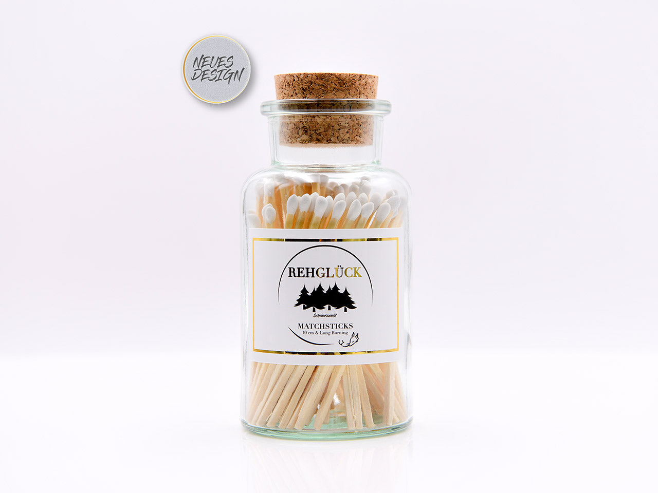 Apothekerflasche mit hellen Streichhölzern/Weiß