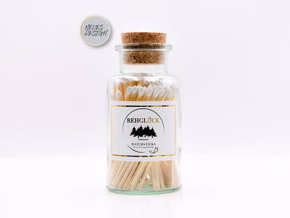 Apothekerflasche mit hellen Streichhölzern/Weiß